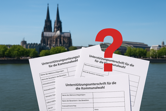 Kommunalwahl 2025 in Köln Unterstützungsunterschriften junger Parteien für den Kölner Stadtrat